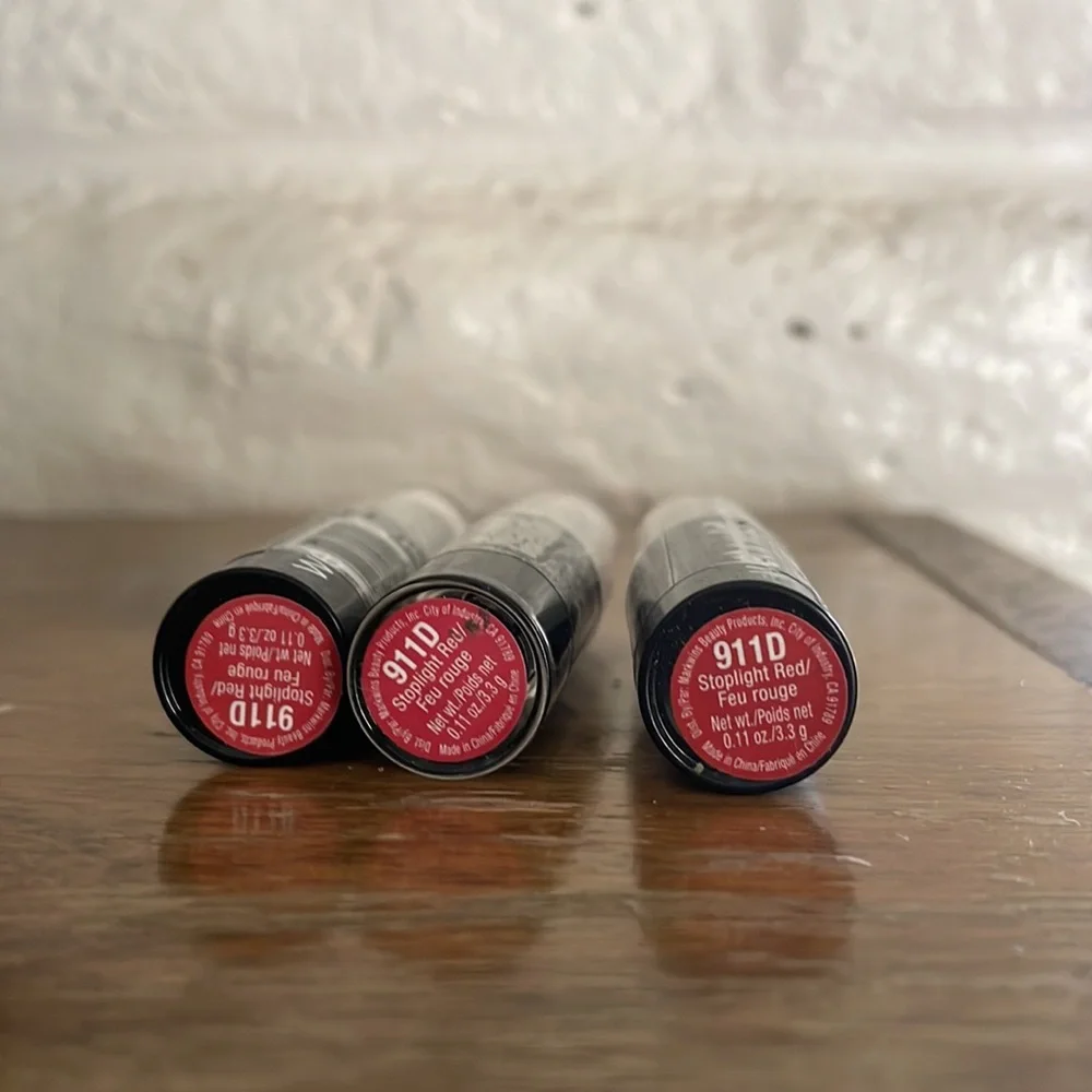 Wet N Wild lot of 3 new & sealed Stoplight Red lipstick 911D